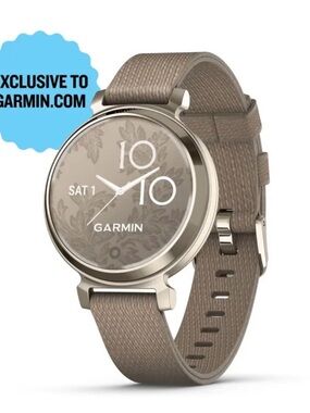 Garmin Lily 2 Classic Smartwatch - Cream Gold with Coffee Nylon Band
